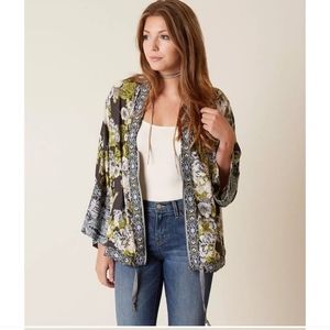 Free People wildflower kimono oversized jacket drawstring cinched waist M/L